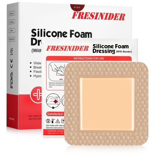 Silicone Foam Dressing with Adhesive Border - 5-Layer Wound Care Pad, Pack of 10 - Picture 3 of 8