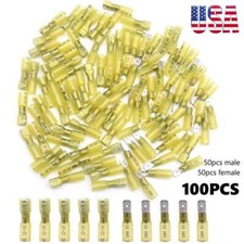 100PCS 12-10AWG Waterproof Heat Shrink Male Female Spade Terminal Wire Connector