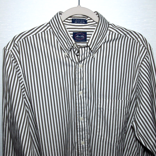 ALLEN SOLLY Men's Dress Shirt, White & Gray Striped, 15 1/2 X 34-35 - Picture 2 of 5