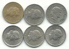 HIGH GRADE LOT 6 SWITZERLAND 5 RAPPEN COIN-1946,1959,1964,1970,1971,1985-FEB112