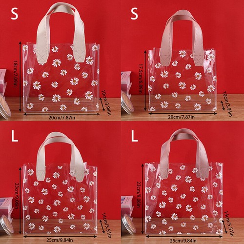 Transparent Pretty PVC Stylish Purse Beach Clear Handbag Bag Tote Daisy Gift Bag - Picture 2 of 13