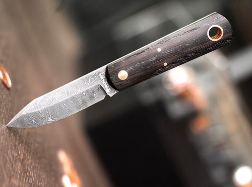 Boker Barlow BFF Damascus Steel W/ Bog Oak Handle & Leather Sheath - Germany - Picture 2 of 8