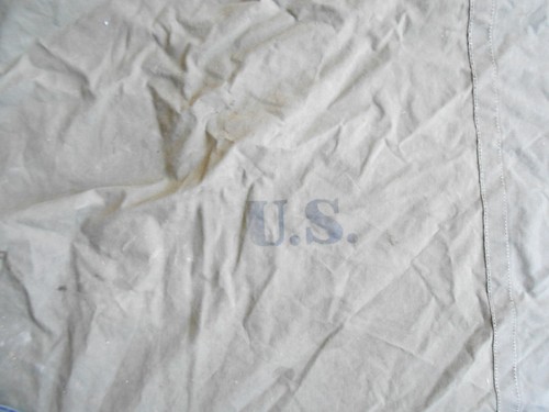 2 PIECE USGI MILITARY SHELTER HALF PUP TENT OD GREEN CANVAS TARP NO POLES/STAKE - Picture 5 of 9