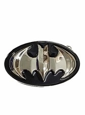 BATMAN 3D Silvertone Logo Metal Enamel BELT BUCKLE