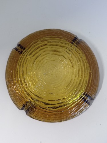 Vintage Anchor Hocking Glass Ashtray Soreno Honey Amber Gold Mid Century 8" - Picture 3 of 3