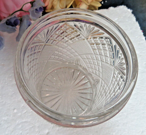 Antique EAPG pickle castor Jar &lid Diamond Press Cut Glass 3.25 x 7.25" - Picture 4 of 11
