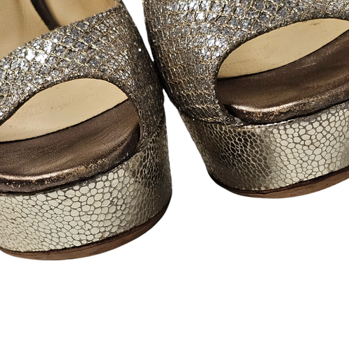 Jimmy Choo Glitzer Plateau Heels Sandalen Pumps Schuhe WAS 495£ EU 37,5 UK 4,5 - Bild 10 von 24