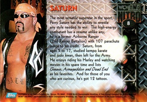 1999 Topps WCW/nWo Nitro Vintage Wrestling Card #8 Saturn - Picture 2 of 2