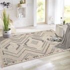 LoomBloom 5'3"x7'7" Beige Hand Woven Southwestern Kilim Flat Weave Wool Area Rug
