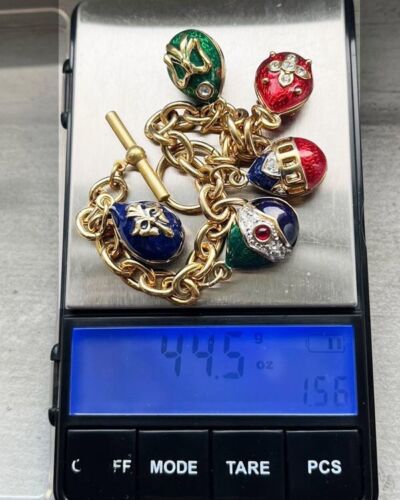 Royal Imperial Russian Five Enamel Egg-Charms Bracelet - Picture 12 of 12