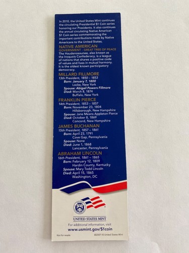2010 $1 COINS COLLECTION, 4-PRESIDENTIAL DOLLAR COINS IN CARD ISSUED BY THE MINT - Picture 2 of 2