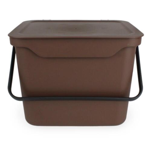 Brown 5L Kitchen Compost Caddy/Food Recycling Waste Bin – 5 Litre - Picture 2 of 8