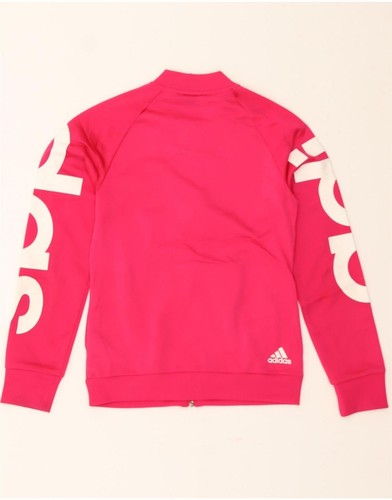 ADIDAS Girls Graphic Tracksuit Top Jacket 11-12 Years Pink Polyester CR57 - Picture 2 of 3
