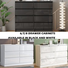 High Gloss Drawer Cabinet 6/7/8 Drawers Dressing Table Storage Cabinet Bedroom