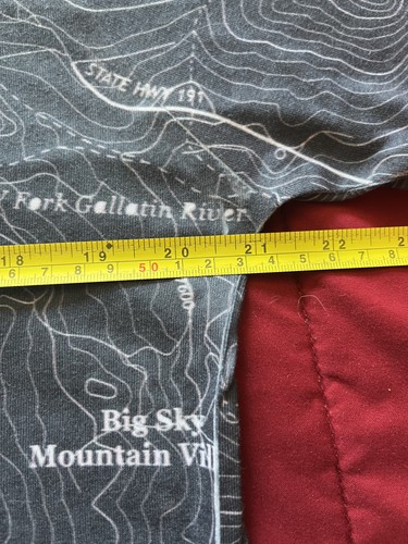 Big Sky Montana Lone Peak Topo Map Shirt Mens Large Blue Short Sleeve Hiking AOP - Picture 7 of 8