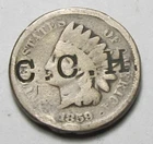 1859 INDIAN HEAD CENT,COUNTER STAMPED,TOUGHER DATE!!!!(A2)