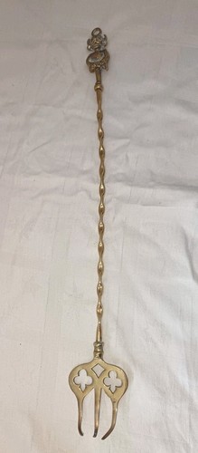 Tenedor tostador vintage de latón con remate Diablo/Pixie 47 cm de largo con lazo colgante - Imagen 3 de 9