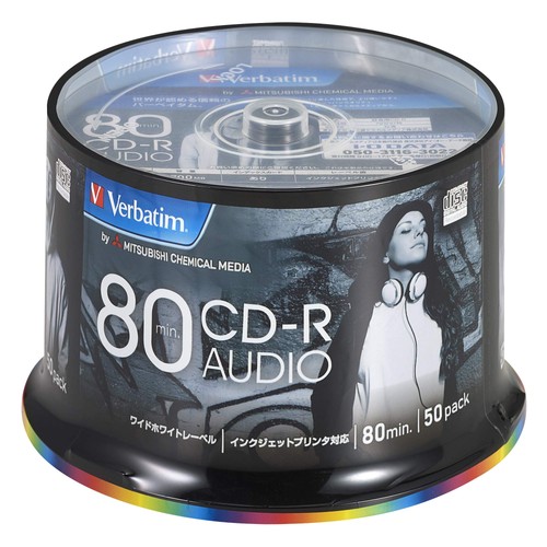 Verbatim Music CD-R 80 minutes 50 sheets White printable 48x MUR80FP50SV2 Japan - Picture 1 of 5