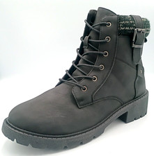 Pop Vega Block Heel Booties Black Smooth Wome...