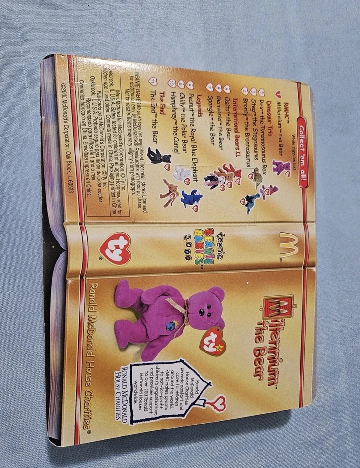 McDonald's TY 1999 millennium bear Teenie beanie Baby ERROR Retired Rare  - Image 3 of 4