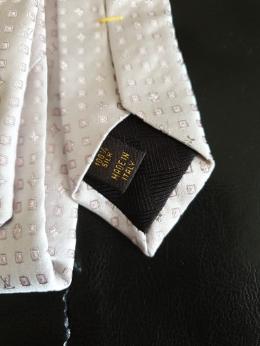 LOUIS VUITTON Logo All-over print silk Tie Men LV Light Pink Genuine - Bild 3 von 13