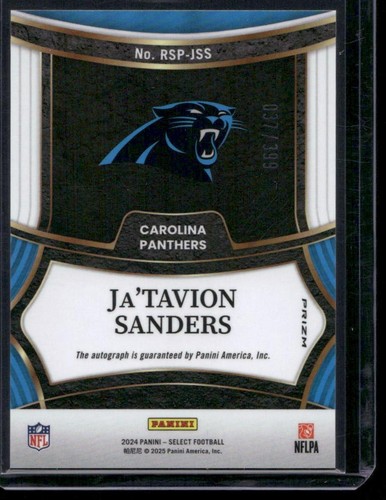 2024 Panini Select #RSP-JSS Ja'Tavion Sanders Rookie Signatures Prizm - Picture 2 of 2