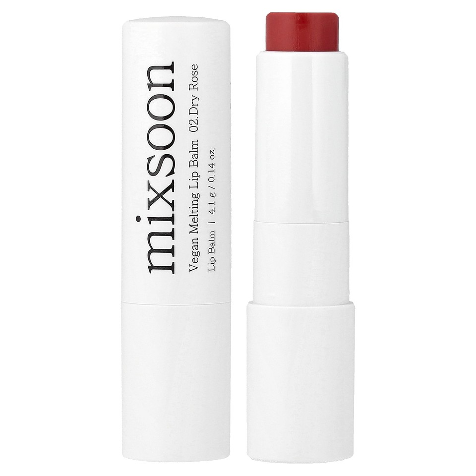 Vegan Melting Lip Balm, 02 Dry Rose, 0.14 oz (4.1 g)