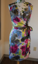 Banana Republic Silk Mini Wrap Dress Floral Colorful Size S