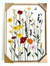 New BP Home Woven Embroidered Textile Wall Art Colorful  Flowers Decor 18”x26”