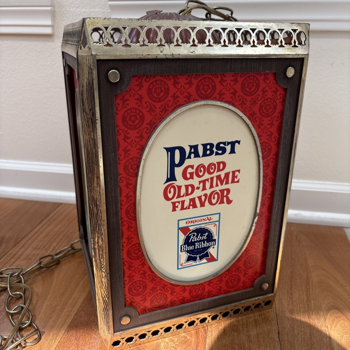 【超激レア】Pabst Blue Ribbon 吊り下げ照明 モーションサイン 1960s Pabst Blue Ribbon Beer Rotating Hanging 4 Sided Light