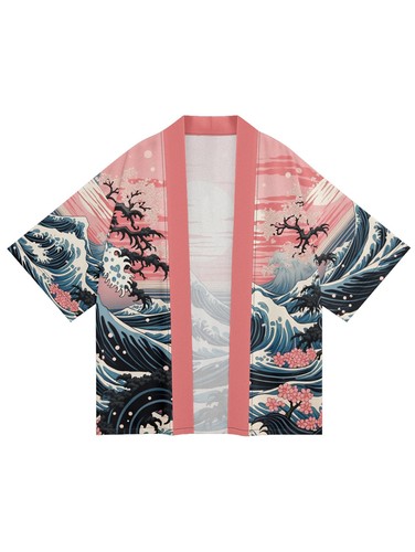 Niepce Men's Japanese Streetwear Kimono Lightweight Printed Cardigan - Picture 154 of 200