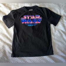 Kids Star Wars Black Tee with Colorful Logo Size XL 14-16 