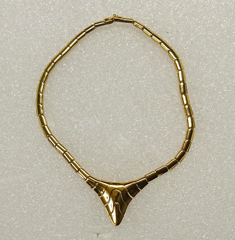 Monet Gold-Tone Metal Bar Link Chain Necklace w/ Triangle Charm Pendant