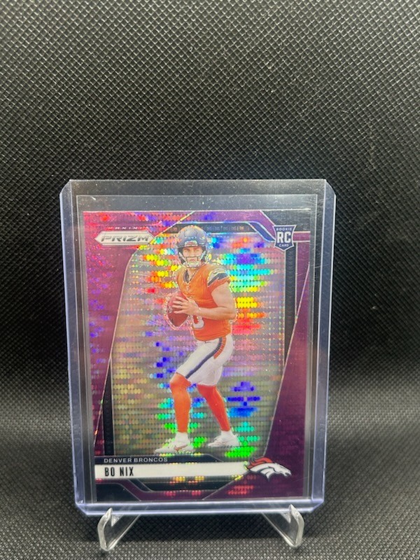 2024 Panini Prizm - Rookies Bo Nix #309 Purple Pulsar Prizm (RC)