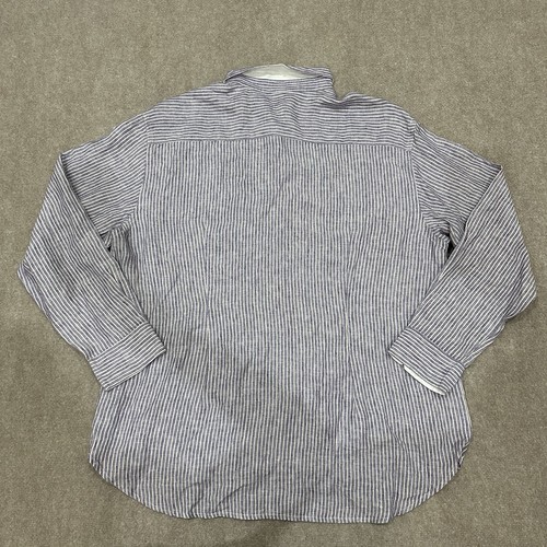 J Peterman Men's 2XL Purple Striped 100% Linen Casual Preppy Button Shirt *READ - Picture 2 of 9