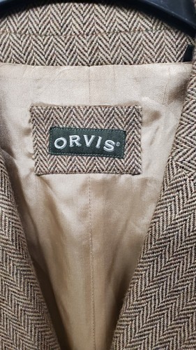 NEW ORVIS 100% Wool Herringbone Tweed Vest Button Belted Western Waistcoat XL - Picture 2 of 7