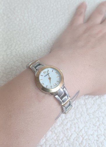 Fossil F2 Womens Watch W/ Date 6" Two Tone Case Band Pearl Dial *Needs Battery* - Picture 4 of 24