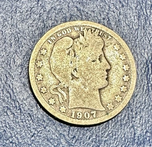 1907-O Barber Quarter. 90% Silver. Good Condition. Charity Auction.