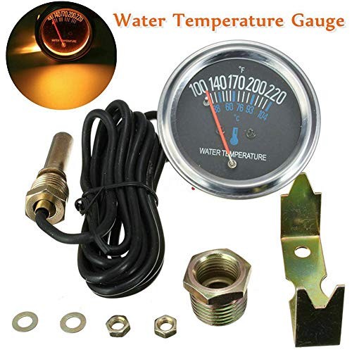 Medidor de temperatura del agua de 52 mm, medidor mecánico de coche de 38-104 °C con luz amarilla, - Imagen 2 de 7