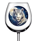 12x White Colour Tiger Moon Vinyl Sticker Decal Tumbler Wine Glass Bottle Bin