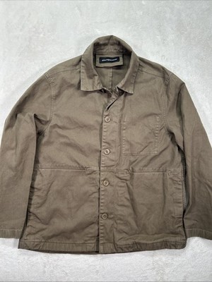 Adolfo Dominguez Men's Large Field Utility Safari Chore Jacket Cotton Olive