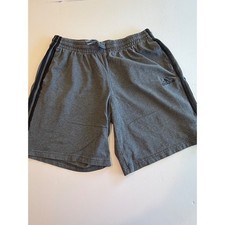 Adidas Mens Gray 3-Stripe Athletic Gym Shorts Heathered XL Drawstring Pocket