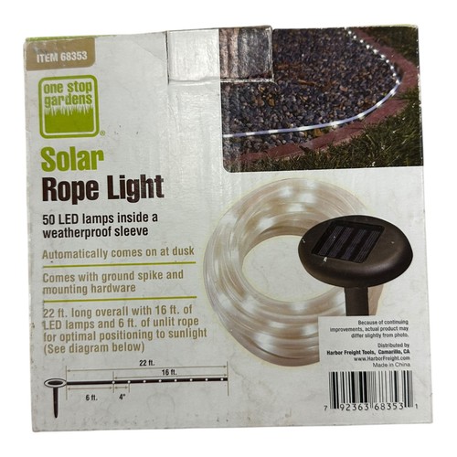 Lot Of Two NEW One Stop Gardens Solar Rope Light w/ 50 LED Lamps 16 ft of LED - Picture 3 of 3