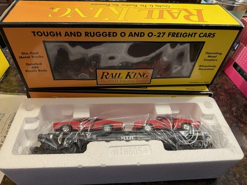 30-7639 MTH Rail King Flat Car with '68 GTO's 0/027 New - Picture 1 of 8