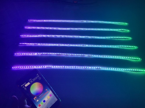 6PCS 5FT 60" CHASING RGB Dynamic Bluetooth Remote Slingshot Hood Light Strip LED - Picture 11 of 17