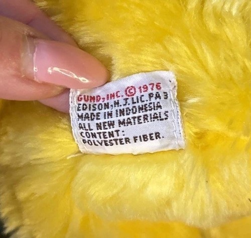 Vintage Gund Fluffy Sunshine Plush 7" Yellow Chick Duck 1976 Stuffed Toy - Picture 4 of 4