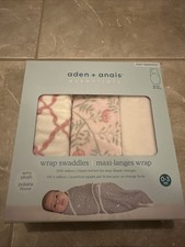 Aden  Anais Essentials x3 Pack Swaddle Wrap Blankets    0-3 Months    OPEN BOX