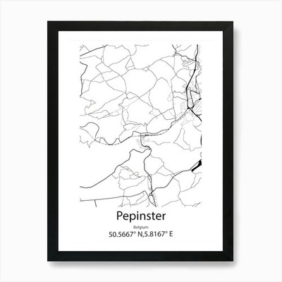 Pepinster, Belgien minimalistische Karte Ar gerahmtes Wandbild Poster Leinwanddruck Bild