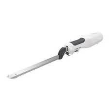 Electric Carving Knife 9 Inch Stainless Steel Blade Corded White Handle for Meat