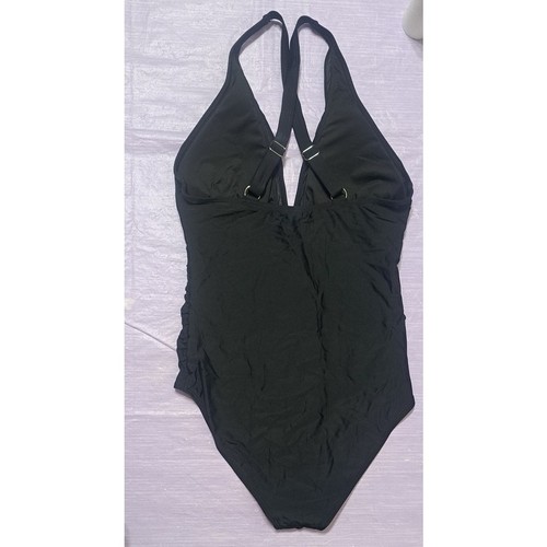 Traje de baño de una pieza con cuello en V negro para mujer talla pequeña - Imagen 6 de 11